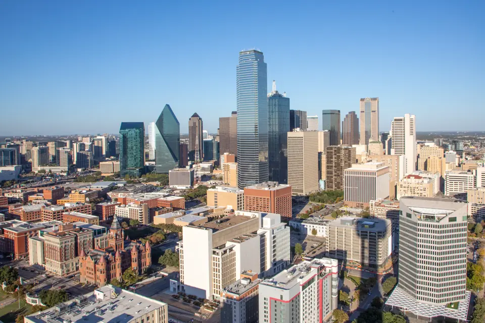 Downtown Dallas, Texas skyline in late-afternoon light