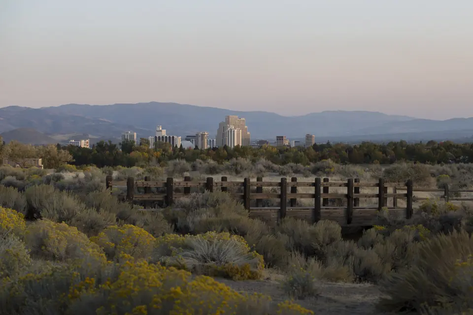 Reno skyline (mountains behind)